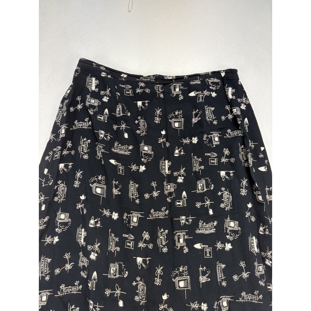 Talbots Black Printed A-Line Maxi Skirt Size 8 - Picture 7 of 10